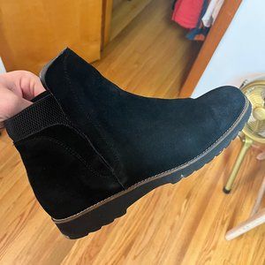 Black Suede slide-on boots by Blondo